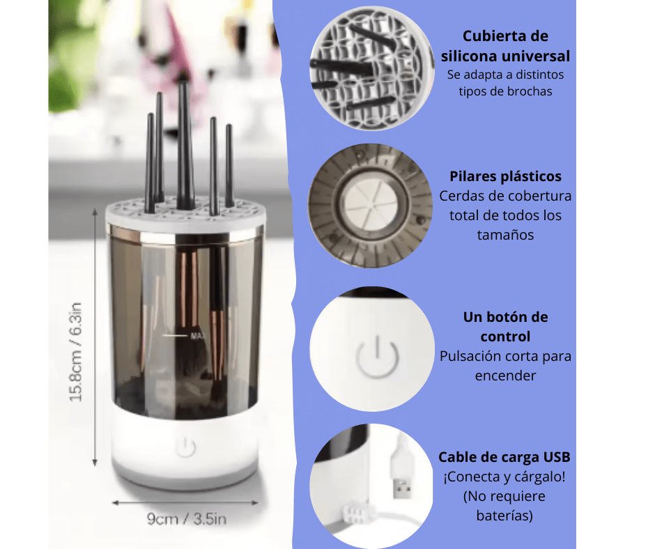 ✨ Limpiador Eléctrico de Brochas de Maquillaje ✨